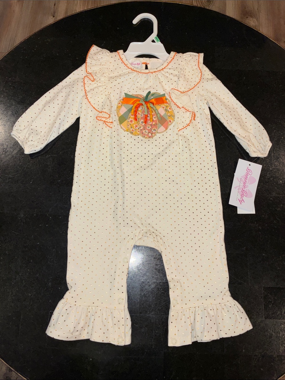 NWT Cream Pumpkin Ruffle Romper by Bonnie’s Baby 18 mo and 24 mo Avail